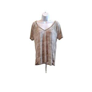 American Eagle Short Sleeve V Neck T Shirt Womens Medium Gray Casual